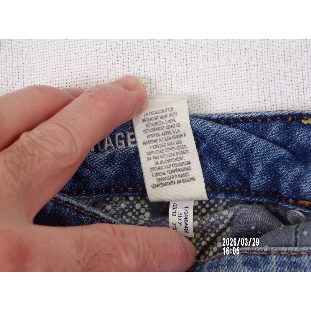 American Eagle VINTAGE FLARE Jeans Size 2 Reg Low Rise Y2K Distressed 2010 Retro - Picture 14 of 16